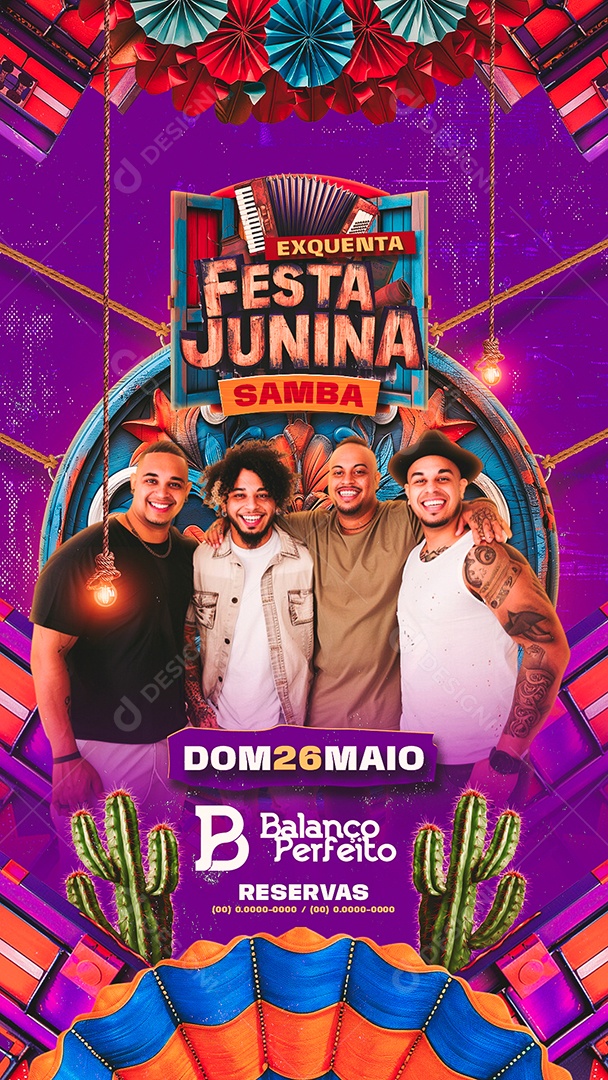 Story Flyer Exquenta Festa Junina Samba Balanço Perfeito Social Media PSD Editável