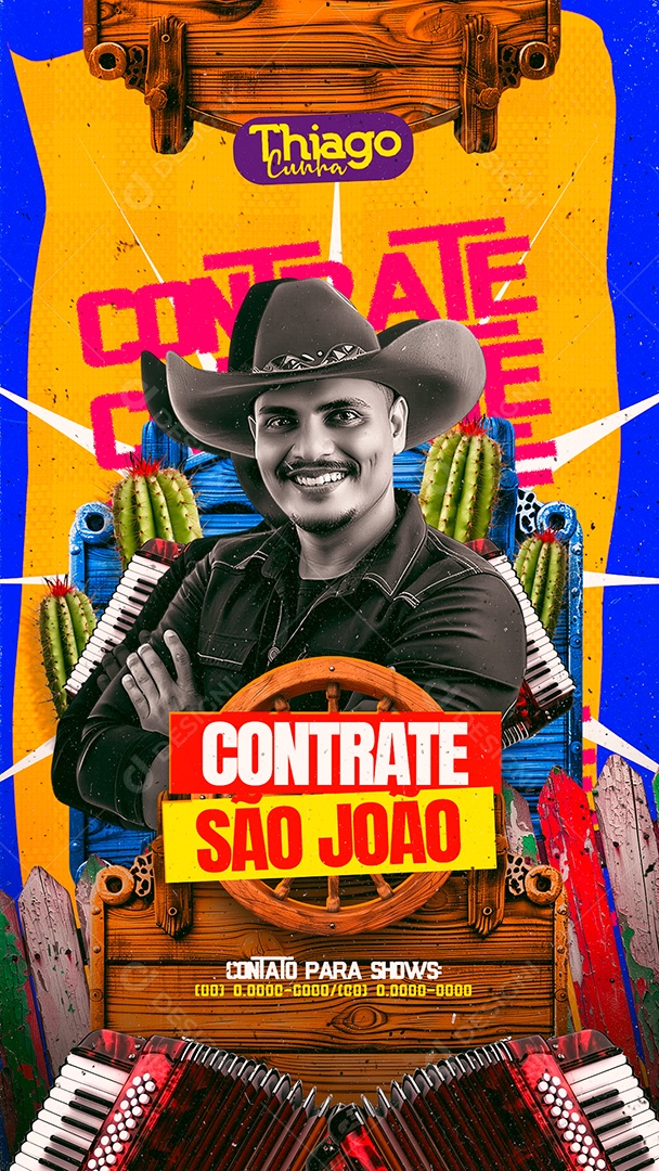 Story Flyer Contrate São João Thiago Cunha Social Media PSD Editável
