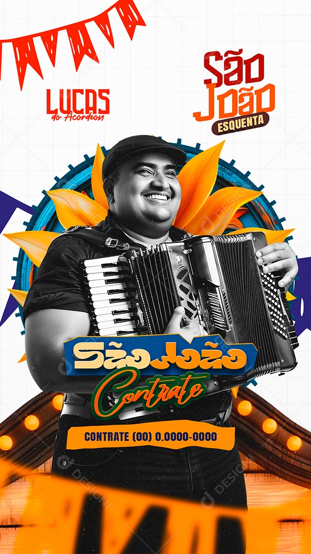 Story Flyer Lucas do Acordeon São João Esquenta Social Media PSD Editável