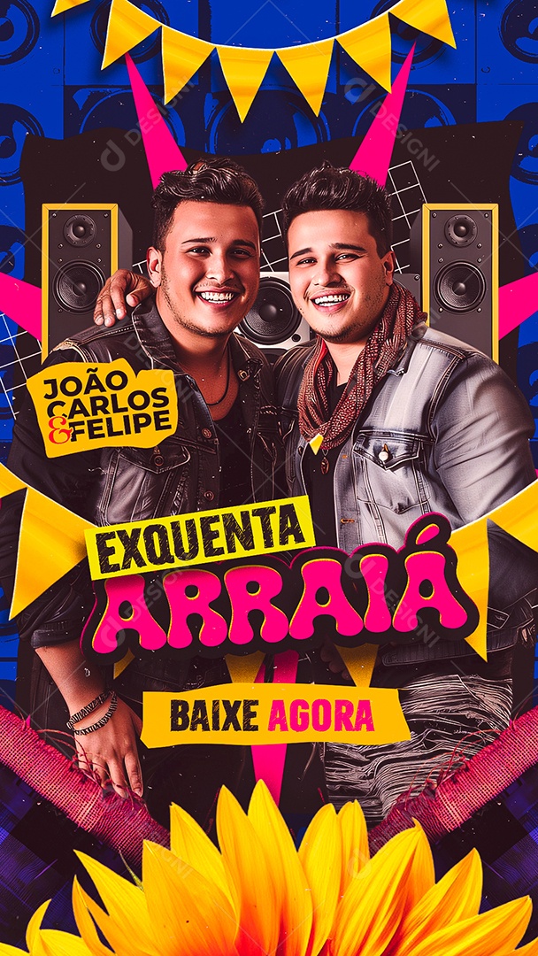 Story Flyer Exquenta Arraiá João Carlos e Felipe Baixe Agora Social Media PSD Editável