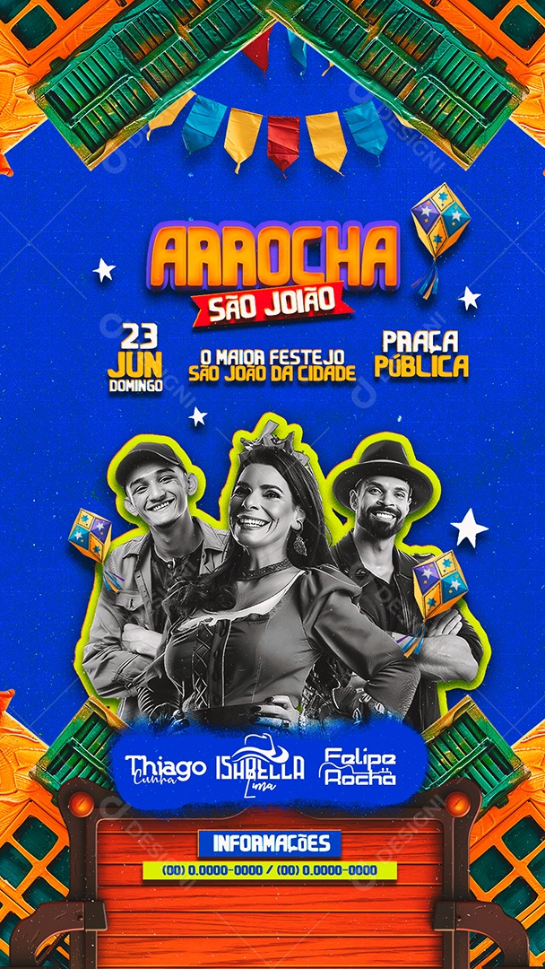 Story Flyer Arrocha São João Thiago Cunha Isabella Lima Felipe Rocha Social Media PSD Editável