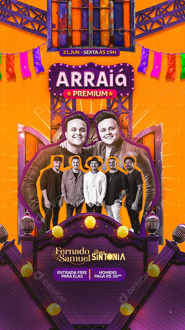 Story Flyer Arraiá Premium Fernado e Samuel Grupo Sintonia Social Media PSD Editável