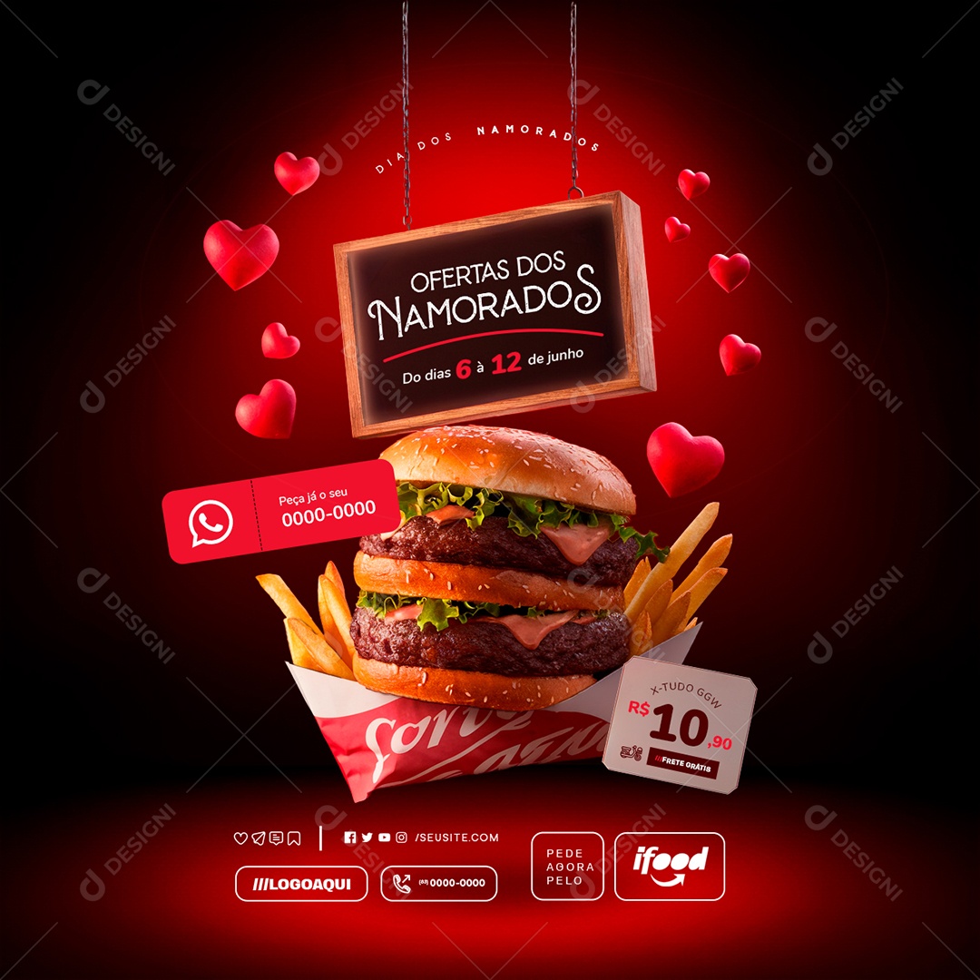 Ofertas Dia dos Namorados X-Tudo Batata Social Media PSD Editável