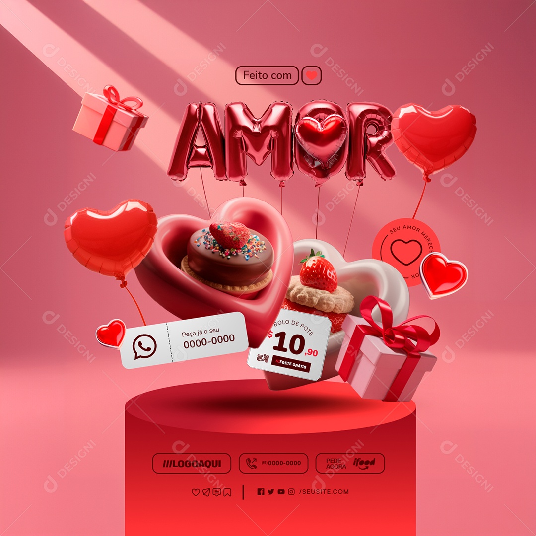 Ofertas Dia dos Namorados Bolo de Pote Social Media PSD Editável