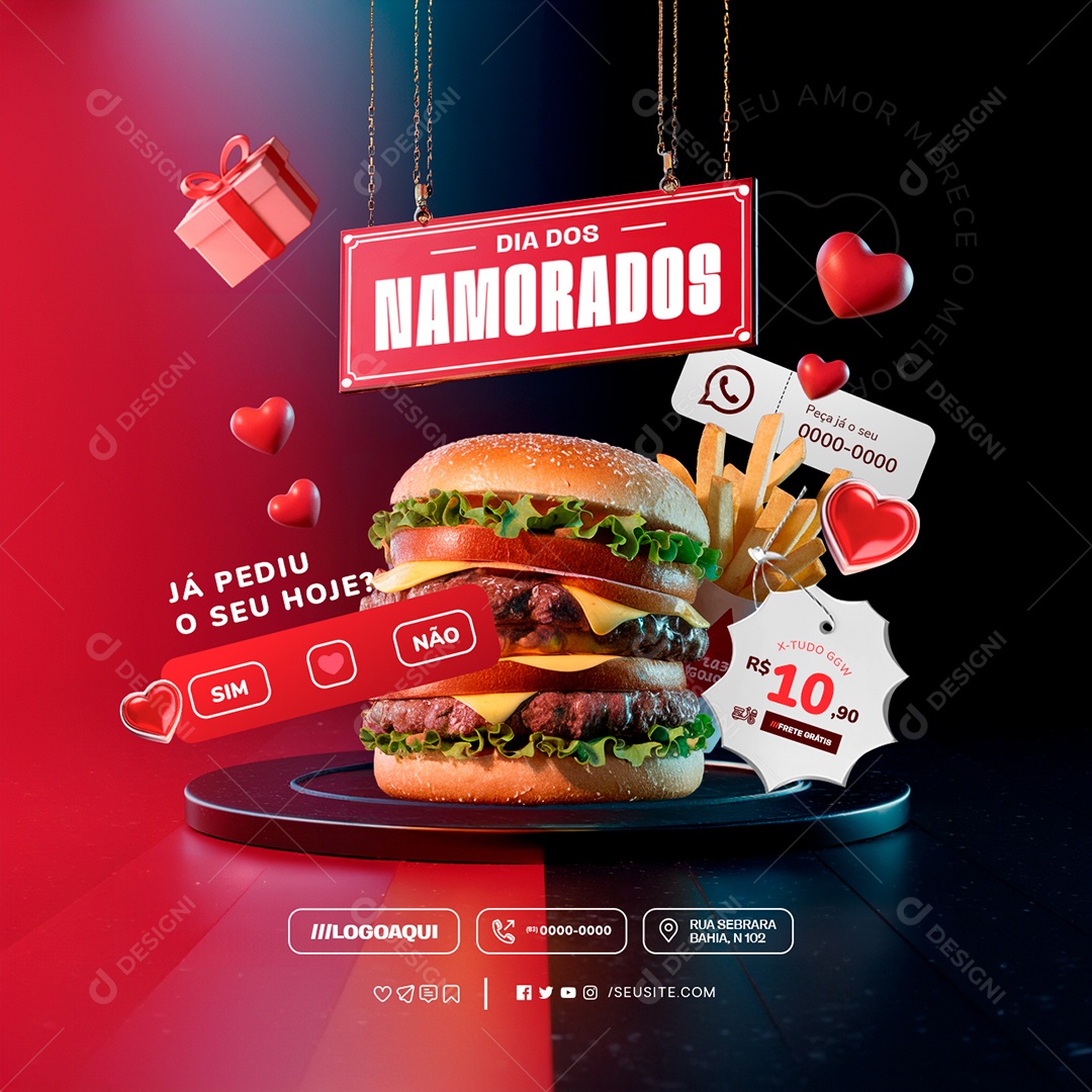 Ofertas Dia dos Namorados X-Tudo Social Media PSD Editável