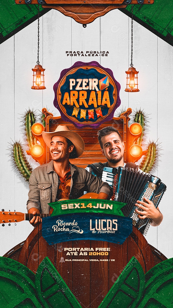 Story Flyer Pzeiro Arraiá Ricardo Rocha Lucas do Acordeon Social Media PSD Editável