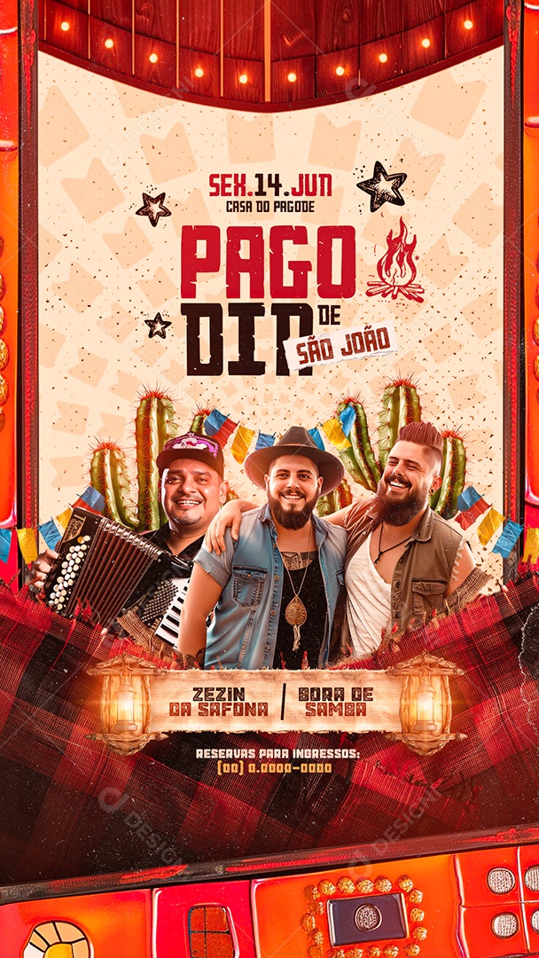 Story Flyer Pagodin de São João Zezin da Safona Bora de Samba Social Media PSD Editável