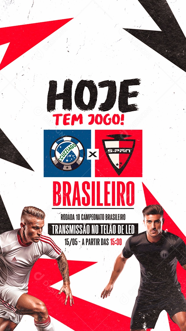 Story Hoje Tem Jogo Campeonato Brasileiro Transmissão no Telão Social Media PSD Editável