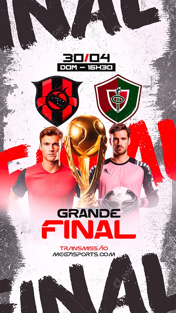 Story Grande Final de Futebol Transmissão Mega Sports Social Media PSD Editável