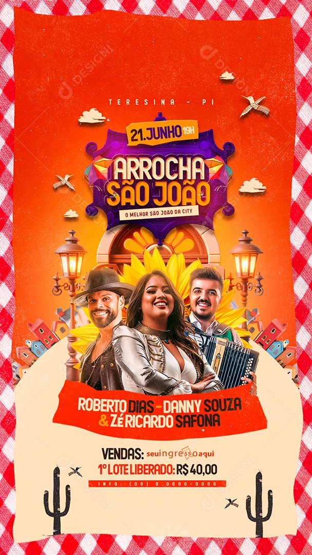 Story Flyer Arrocha São João Roberto Dias Danny Souza Social Media PSD Editável