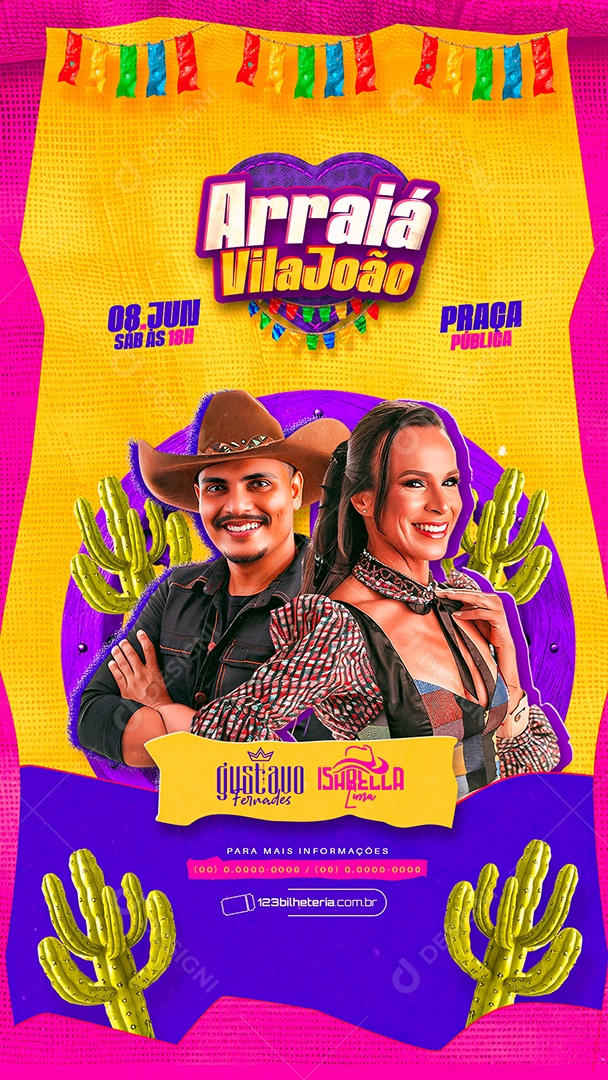 Story Flyer Arraiá Vila João Gustavo Fernades Isabella Lima Social Media PSD Editável