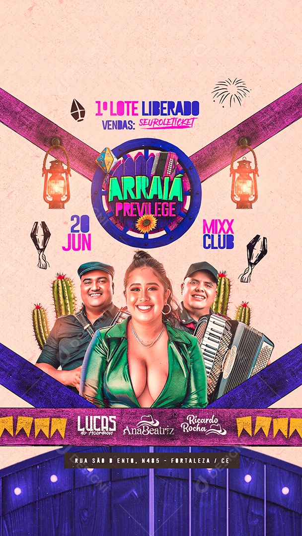 Story Flyer Arraiá Previlege Lucas do Acordeon Ana Beatriz Ricardo Rocha Social Media PSD Editável