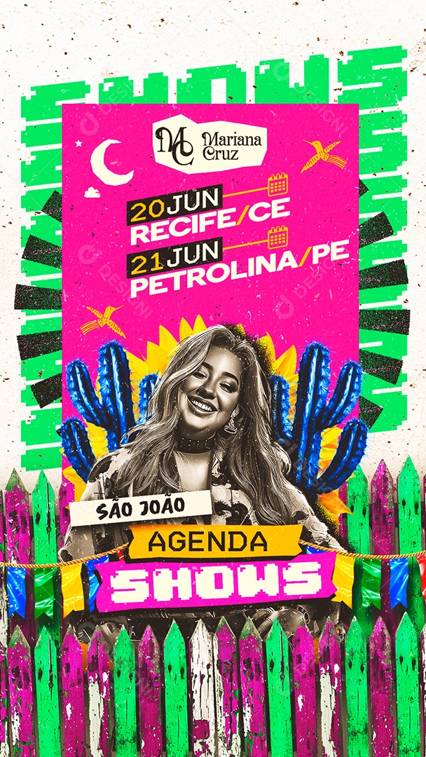 Story Flyer Mariana Cruz São João Agenda Shows Social Media PSD Editável