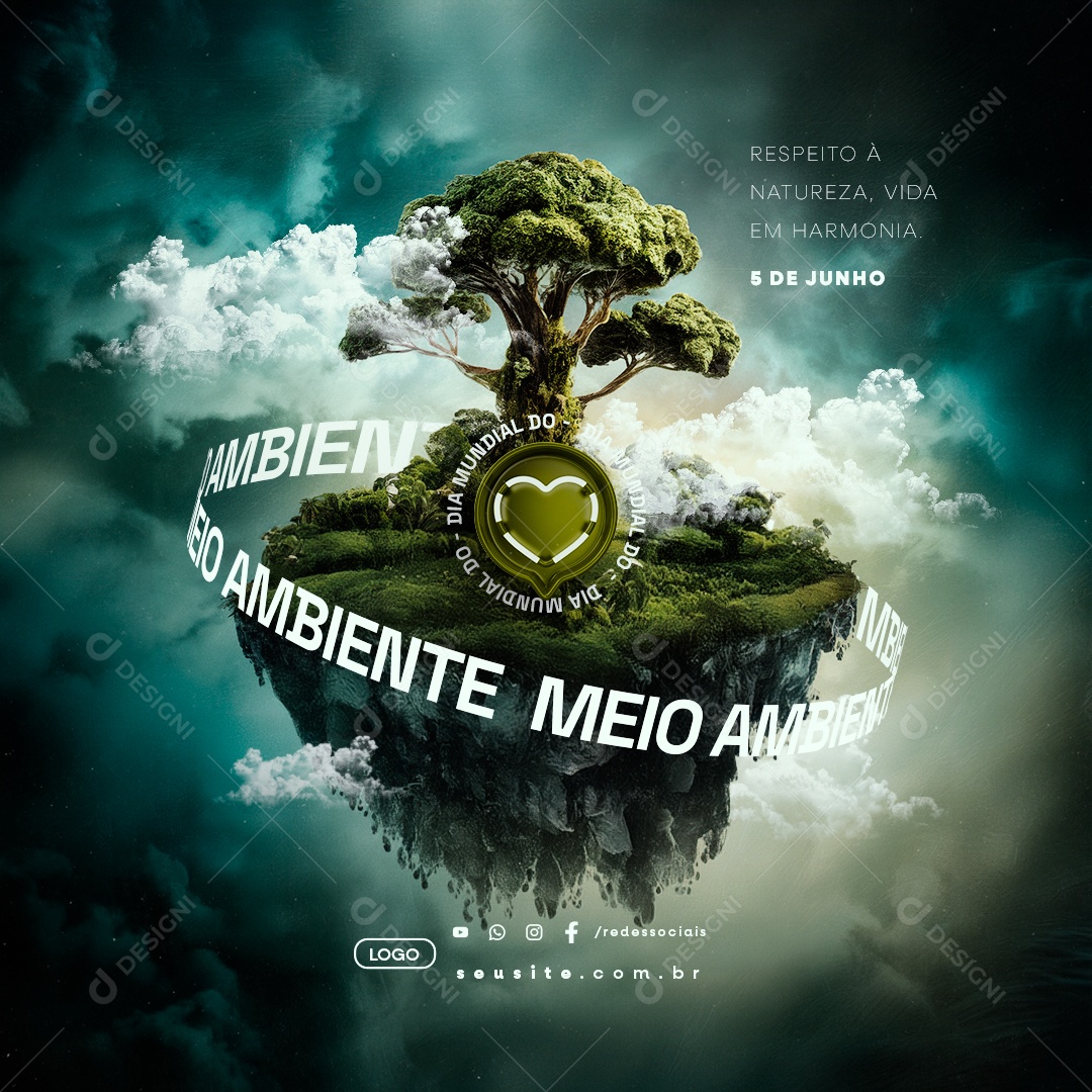 Dia Mundial do Meio Ambiente 05 de Junho Respeito à Natureza Social Media PSD Editável