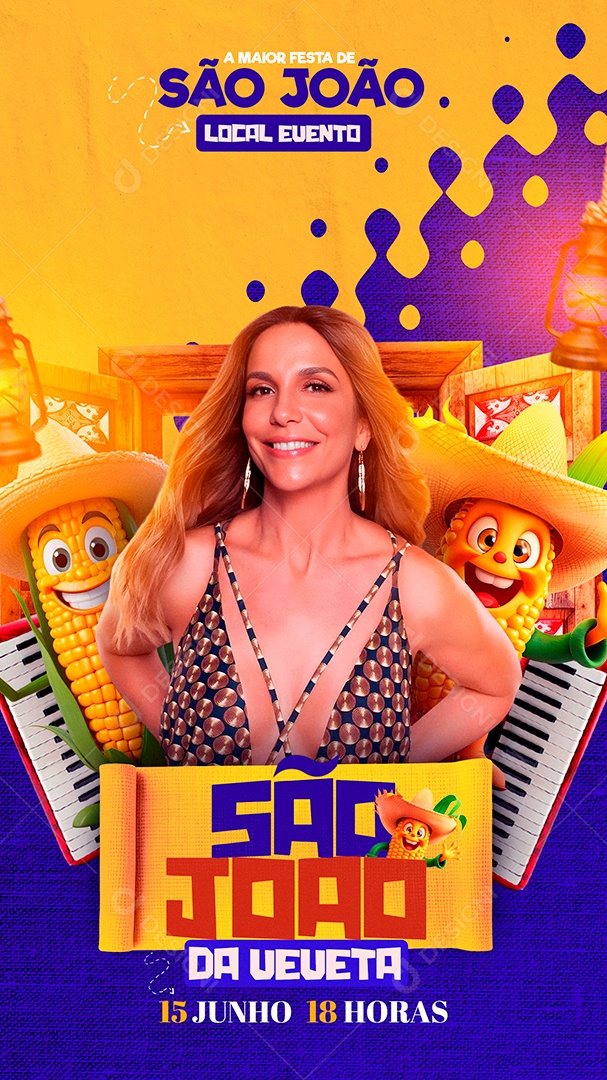 Flyer São João com Ivete Sangalo Story Social Media PSD Editável