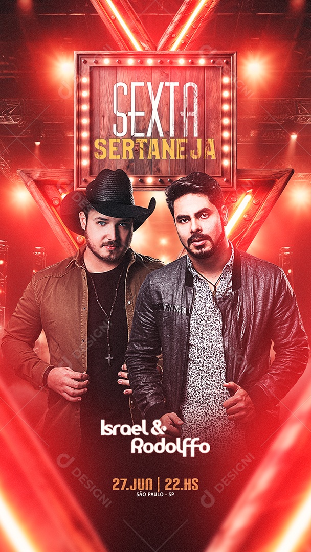 Flyer Story Sexta Sertaneja Israel e Rodolfo Social Media PSD Editável