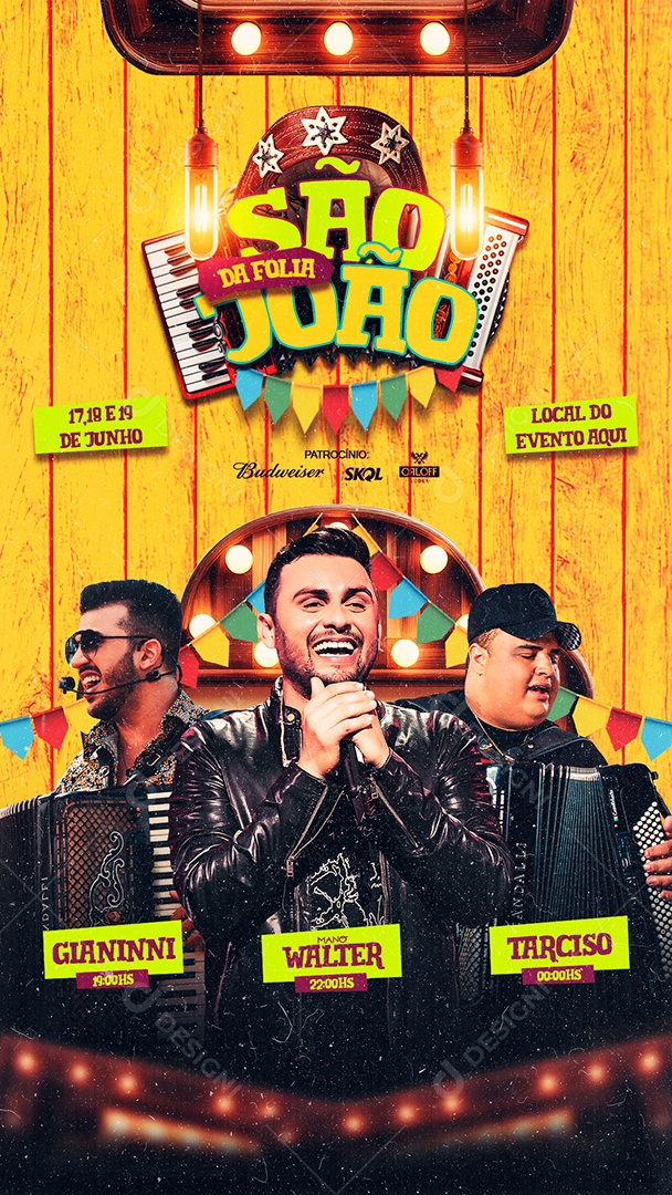 Flyer Story São João da Folia Artistas Social Media PSD Editável