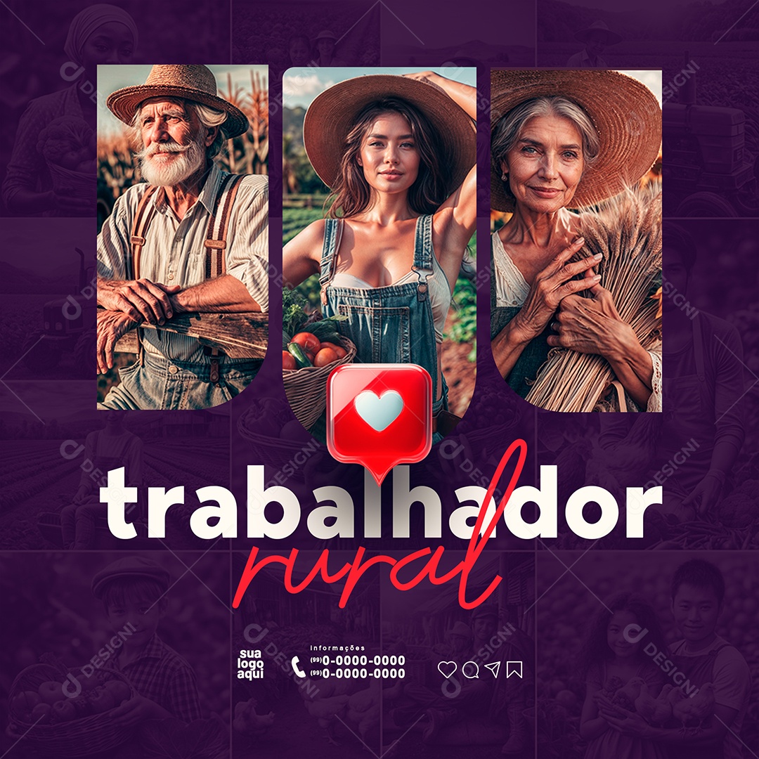 Feed Social Media Dia do Trabalhador Rural 25 de Maio PSD Editável