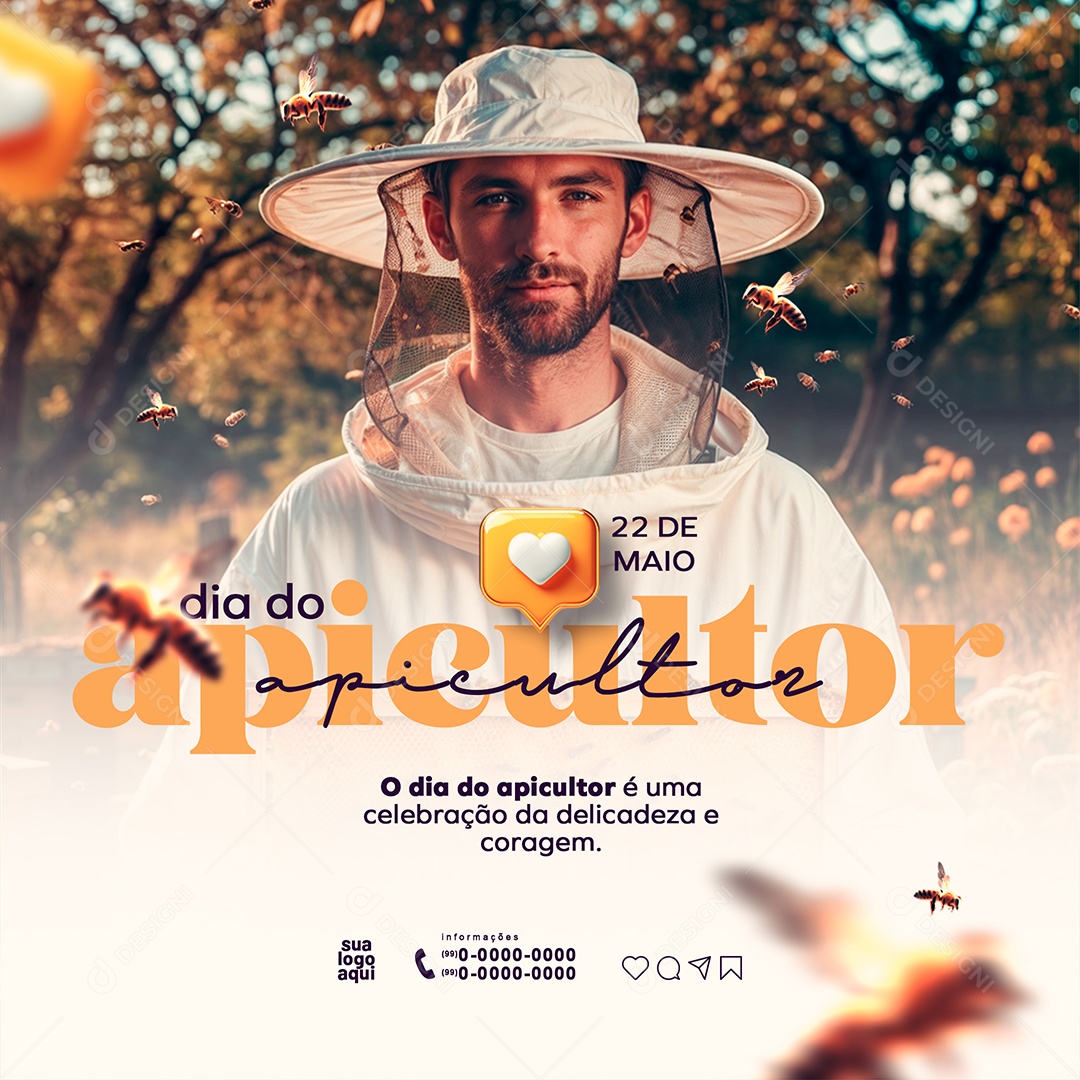 Dia do Apicultor 22 de Maio é uma Celebração da Delicadeza Social Media PSD Editável