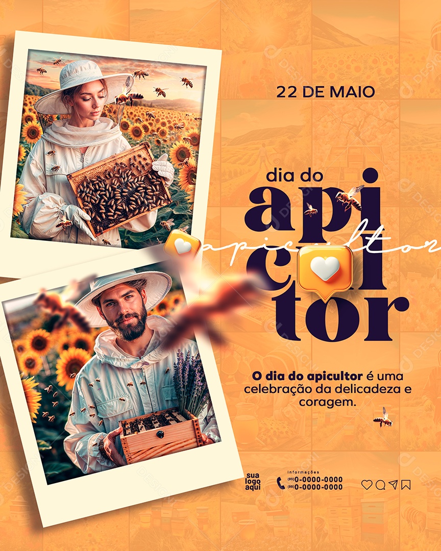 Dia do Apicultor 22 de Maio é uma Celebração Social Media PSD Editável