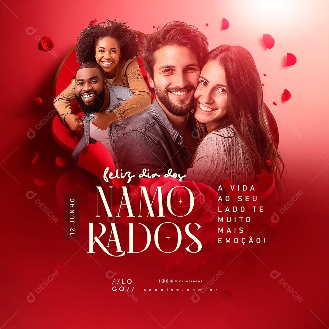 Social Media Feliz Dia dos Namorados 12 de Junho  PSD Editável