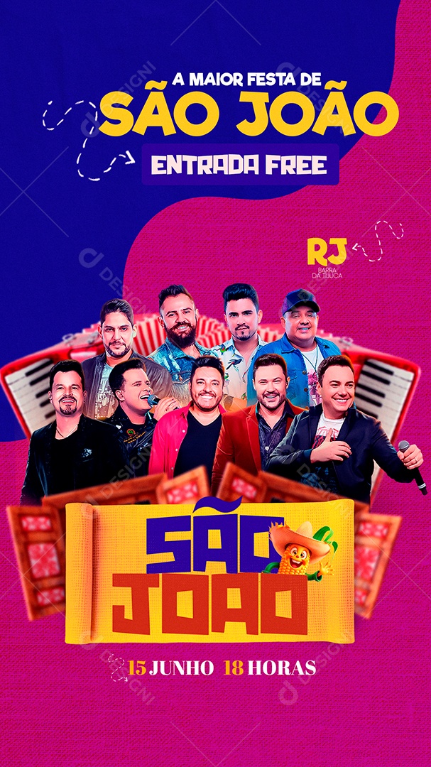Flyer São João com Eles Story Social Media PSD Editável