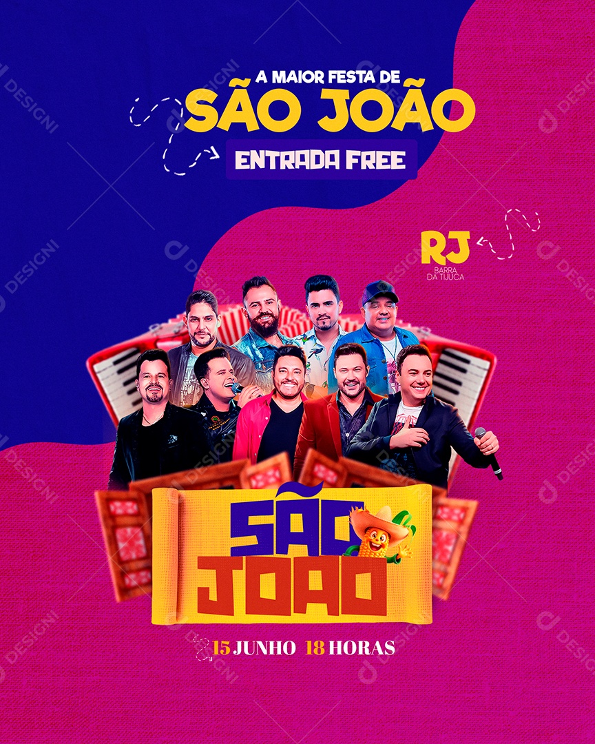 Flyer São João com Eles Feed Social Media PSD Editável