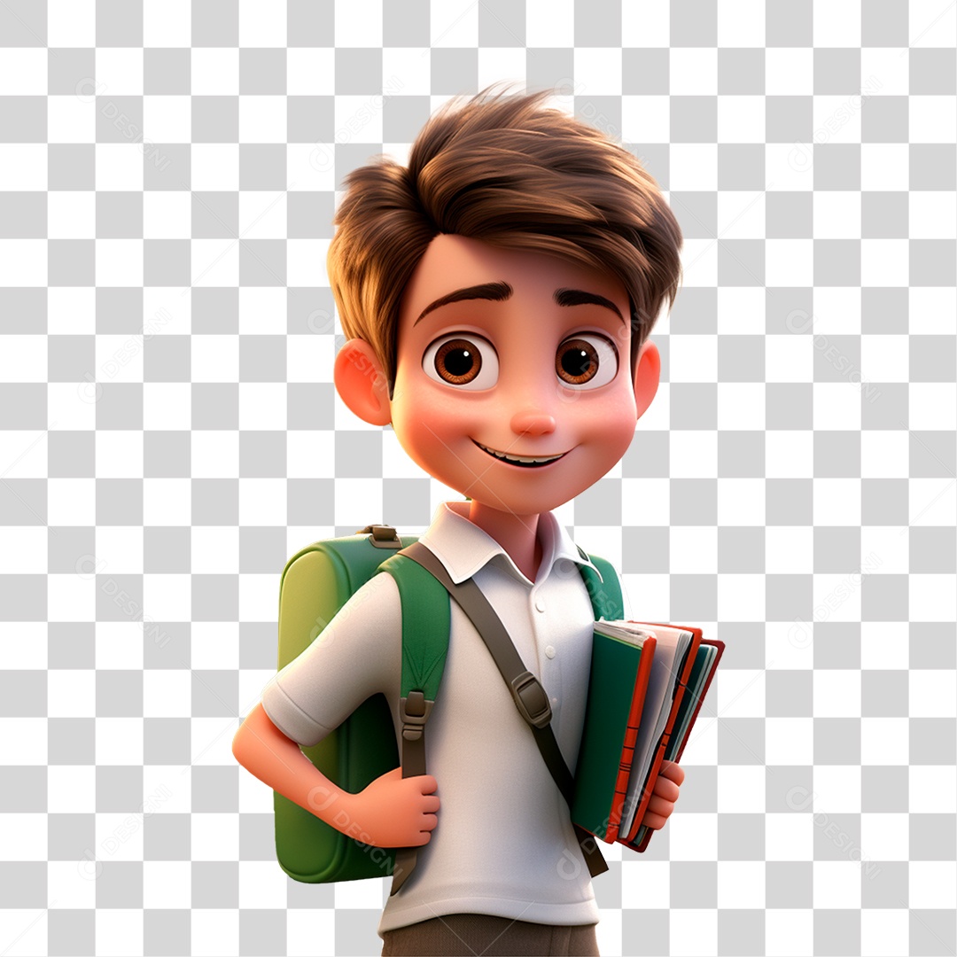 Estudante personagem lendo um livro sorrindo