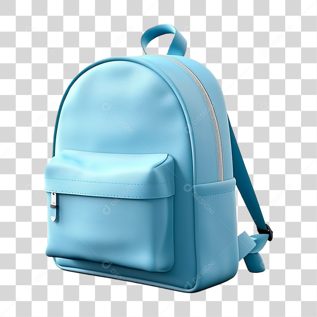 Mochila escolar azul com zíper 3D