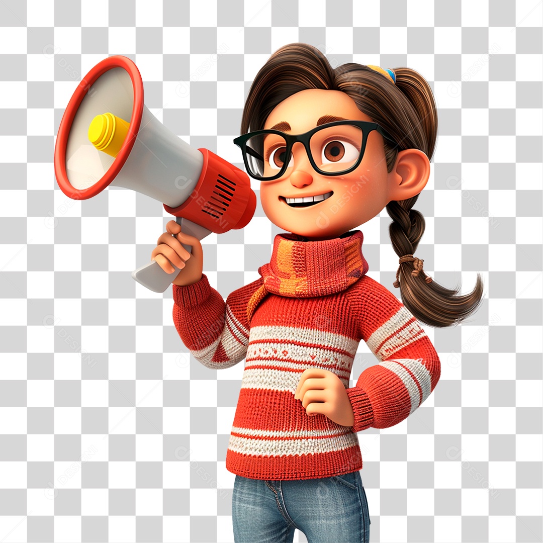 Personagem Mulher Segurando Megafone