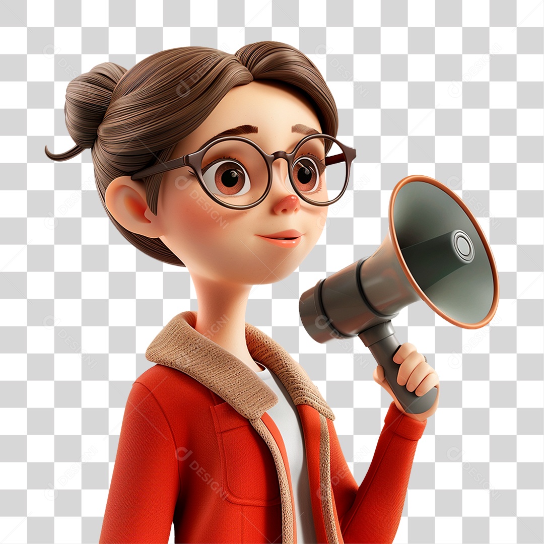 Personagem Mulher Segurando Megafone