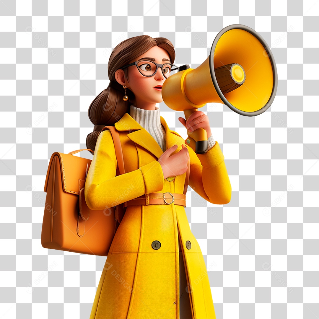 Personagem Mulher Segurando Megafone