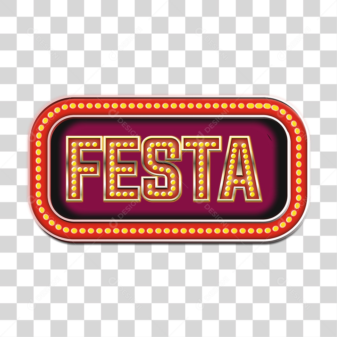 Selo 3D Festa Placa Retangular PNG Transparente