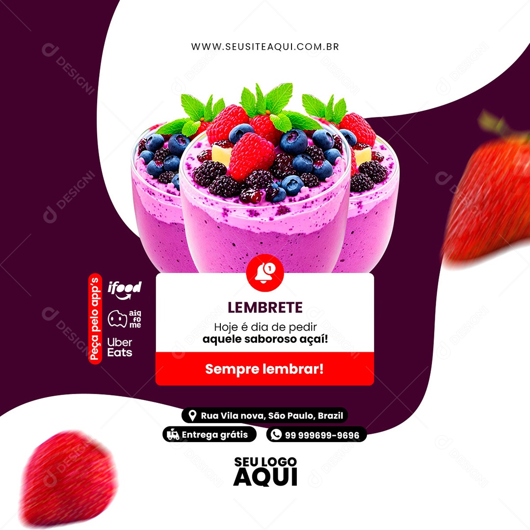 Açaiteria Ice Cream Shop Social Media PSD Editable