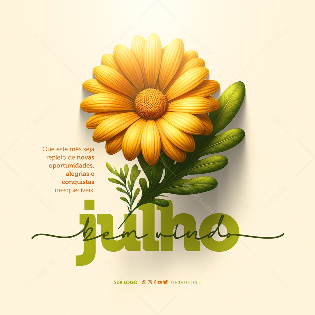 Bem Vindo Julho Novas Oportunidades Social Media PSD Editável