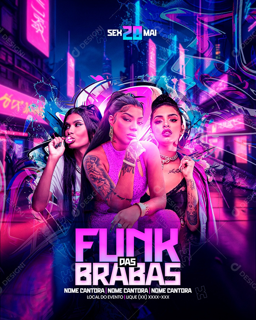 Flyer Funk das Brabas Feed Social Media PSD Editável