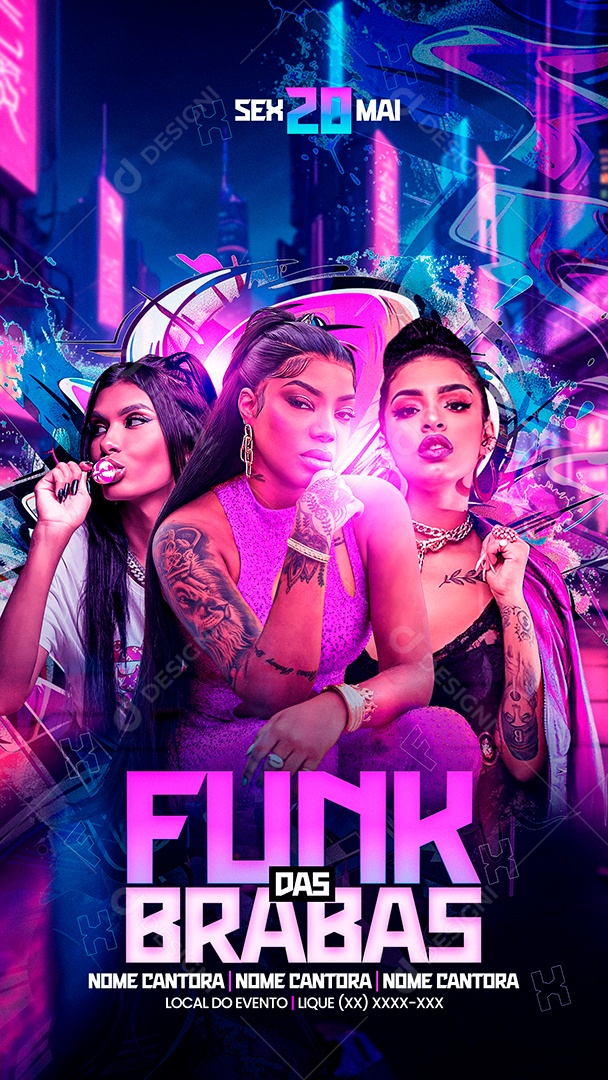 Flyer Funk das Brabas Story Social Media PSD Editável