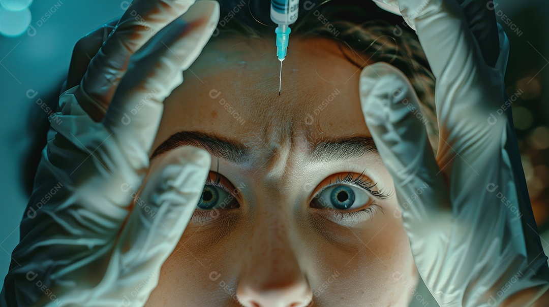 Mulher recebendo algumas injeções de Botox no rosto