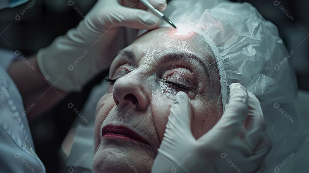 Esteticista aplicando protocolo de rejuvenescimento em mulher