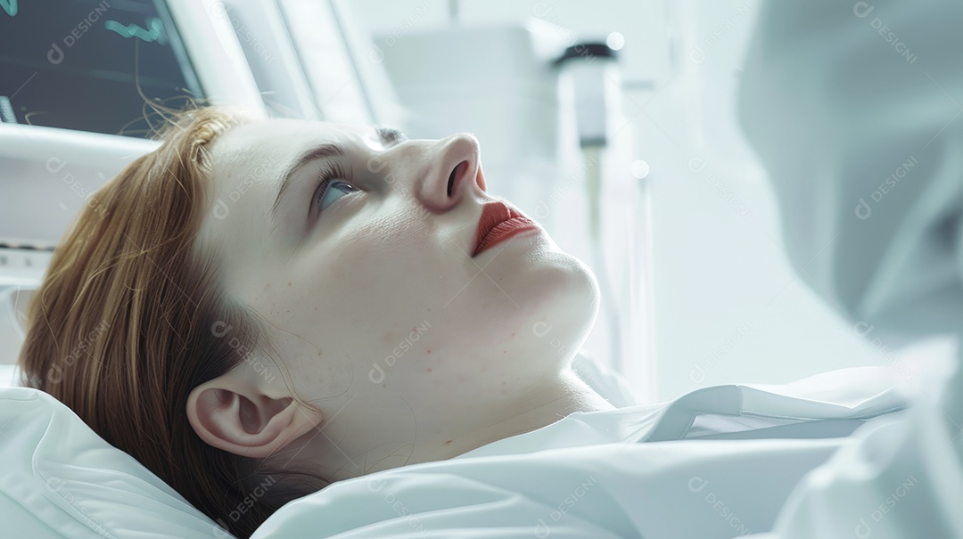 Mulher com mascara sobre o rosto em clinica de estética