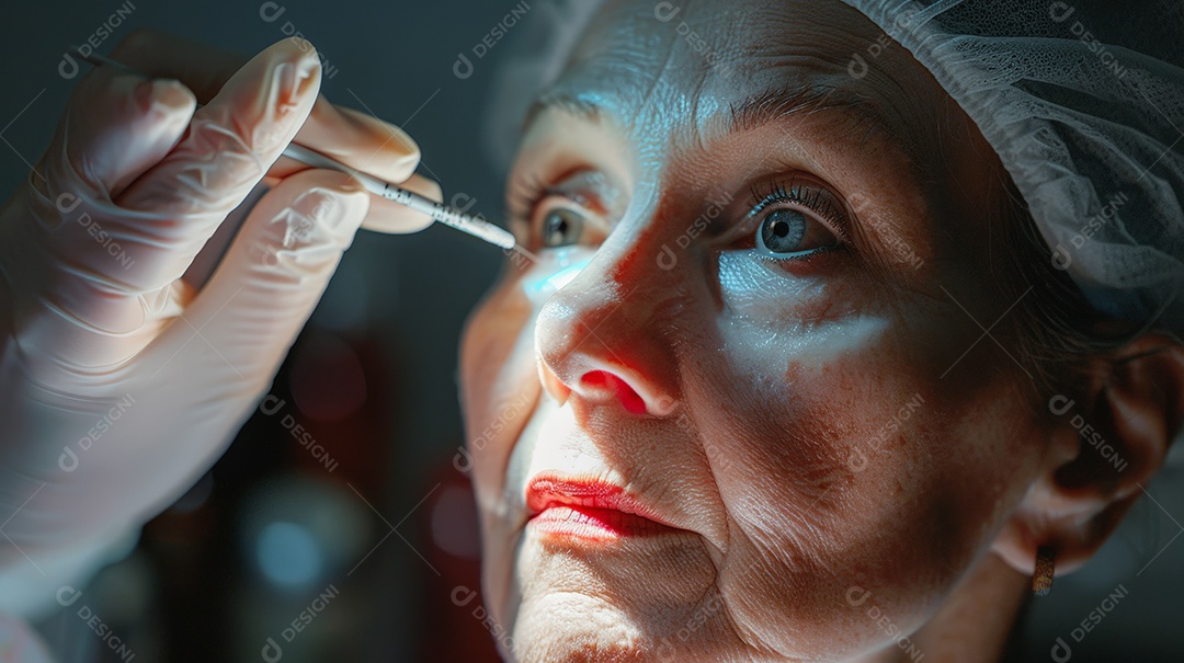 Esteticista aplicando o protocolo de rejuvenescimento em senhora