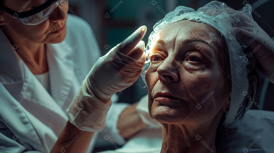 Uma mulher de 55 anos fazendo procedimento antirrugas