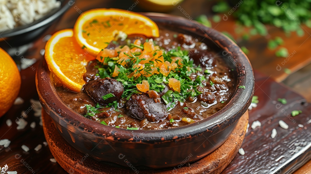 Feijoada tradicional com laranja