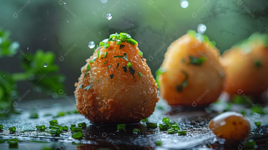 Coxinha com cheiro verde encima
