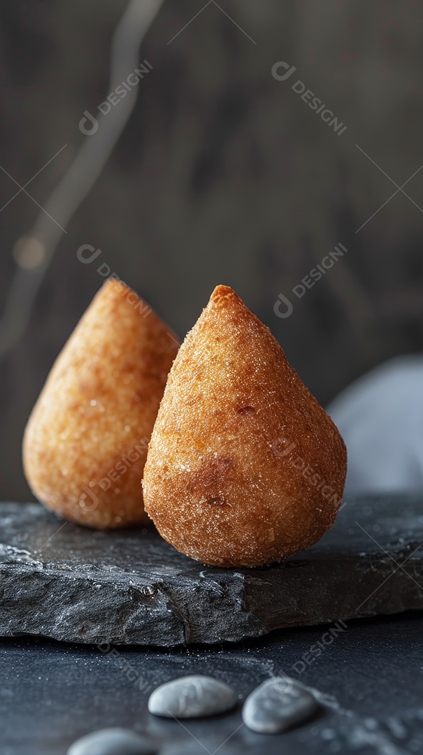 Coxinhas de frango tradicionais sobre uma pedra