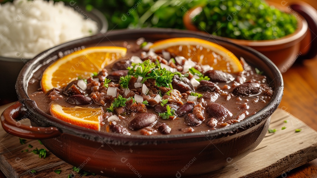 Feijoada tradicional com laranja