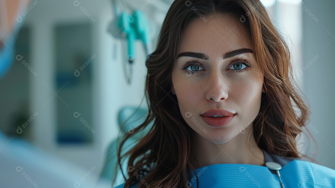 Linda esteticista dando close em sua clinica