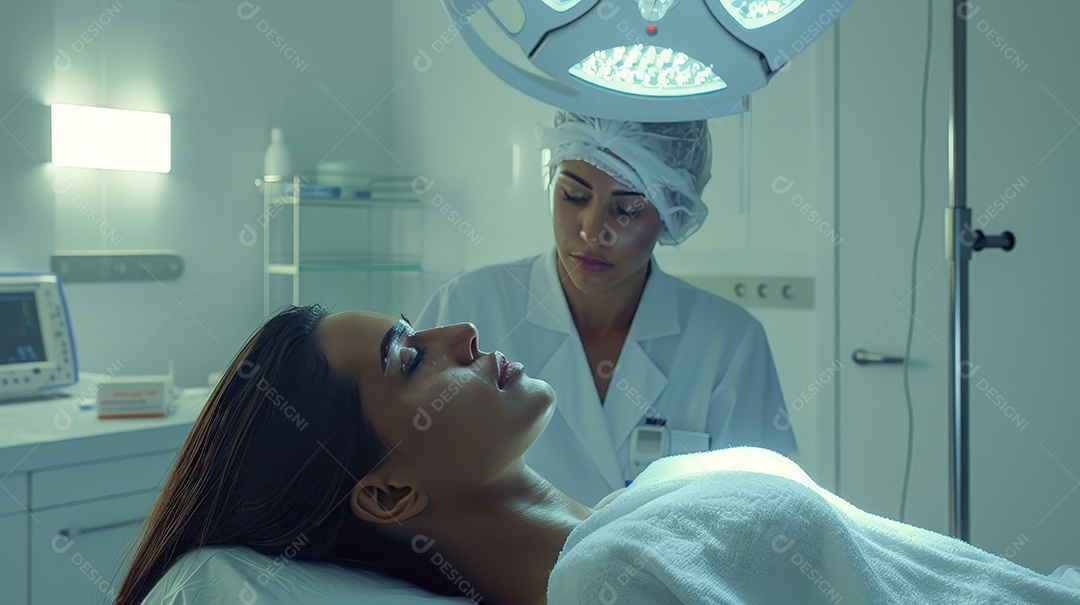 Mulher fazendo tratamento especifico facial