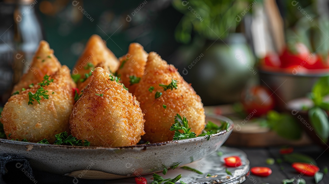 Coxinha croquetes de frango delicioso