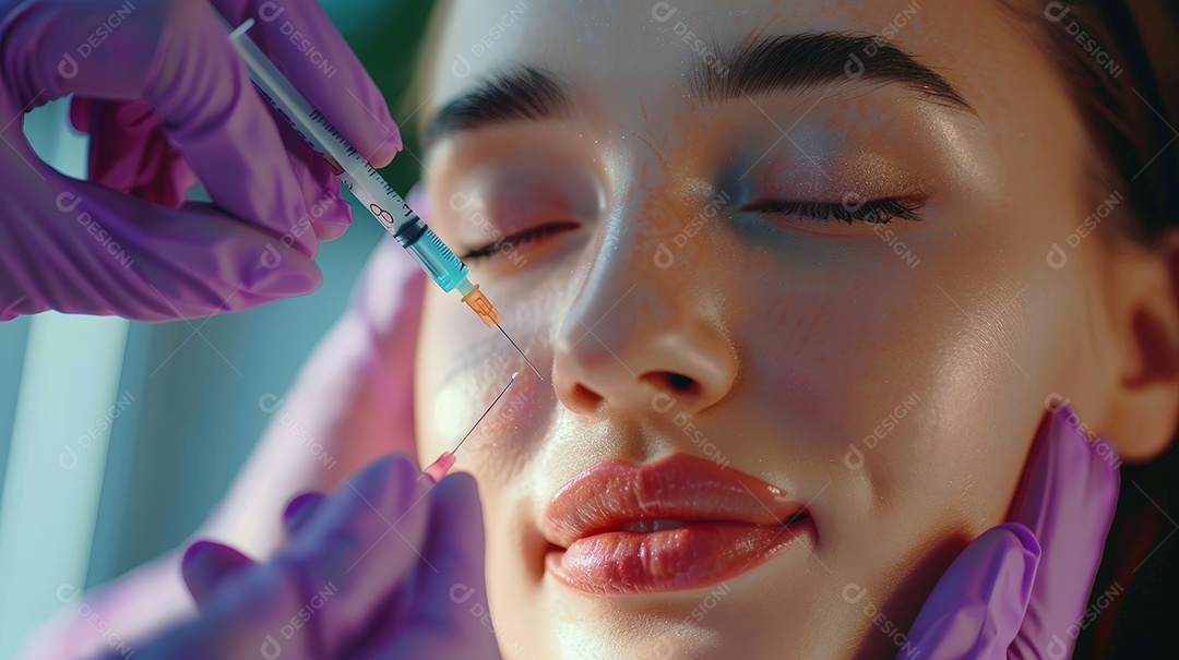 Mulher fazendo procedimento estético facial